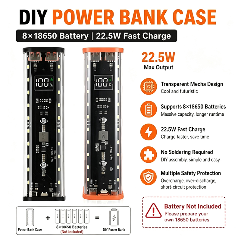 USB Type C Port Design 8X18650 - Power Banks review and price
