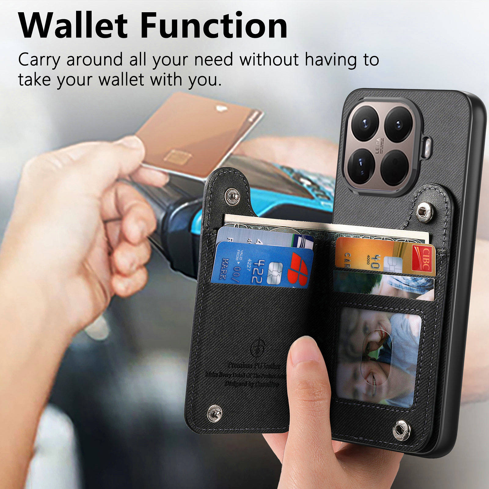 RFID Wrist Strap Zipper Wallet - Leather Wallet Card Holder Phone Cover review and price